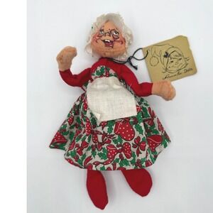 Vintage Annalee Mobilitee Mrs Santa Claus Doll 60's Hand Painted Face Christmas